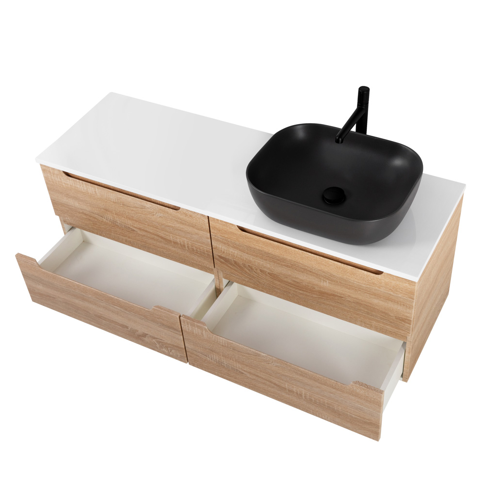 Приобрести belbagno тумба со столешницей etna 120 см, подвесная rovere bianco, раковина справа