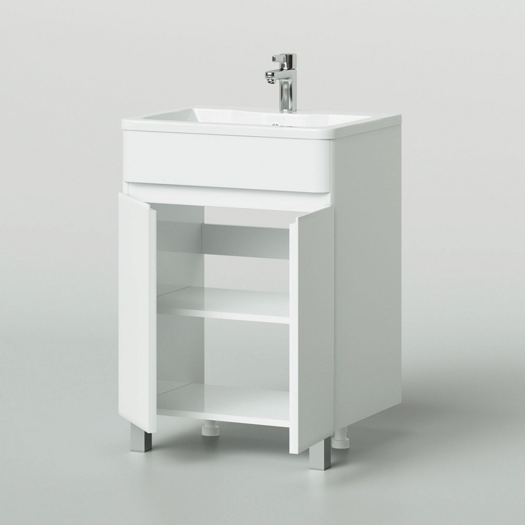 Приобрести тумба напольная итана roberto 60 с раковиной adel 60, белый глянец