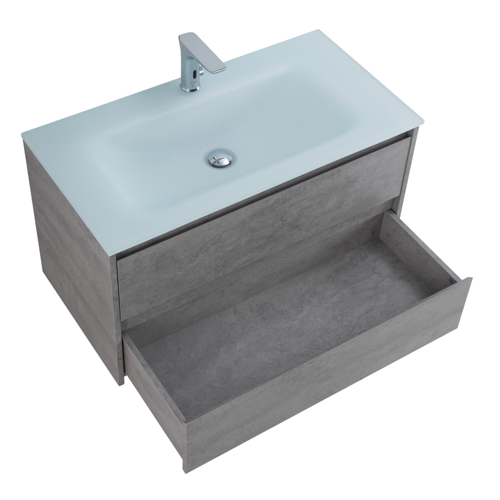 Приобрести belbagno тумба с раковиной kraft 80 см, подвесная cemento grigio, стеклянная раковина