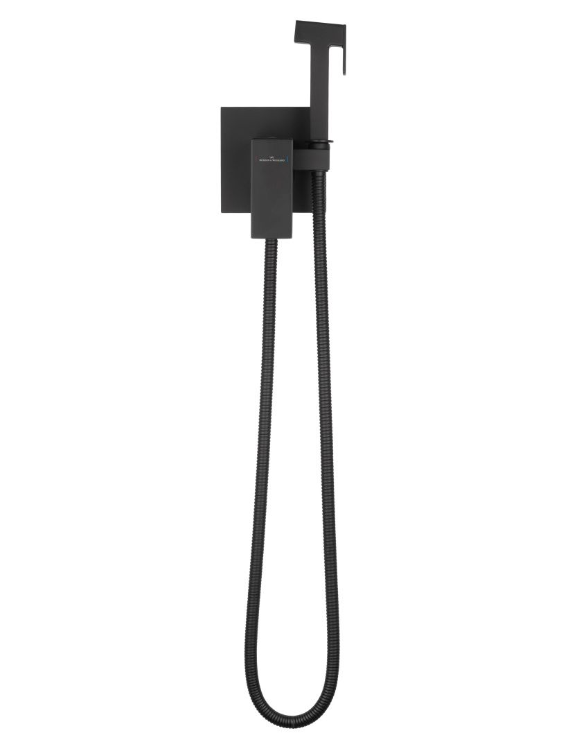 Приобрести смеситель с гигиеническим душем встраиваемый wonzon & woghand cube, черный матовый (ww-88829016-mb)