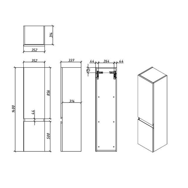 Приобрести caprigo пенал forte-albero 35 см, альберо, шпон