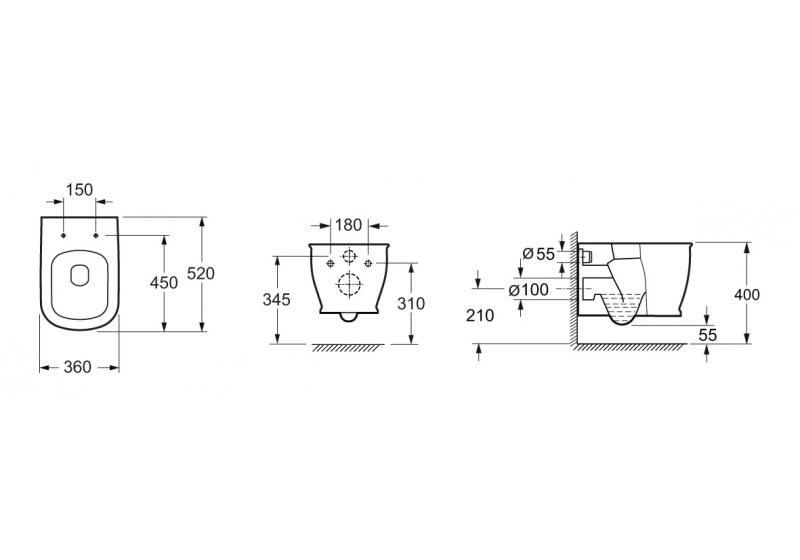 Приобрести унитаз подвесной безободковый belbagno prado bb10150ch