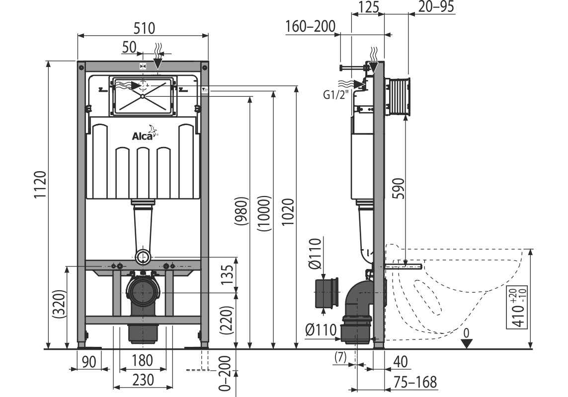 Приобрести инсталляция для подвесного унитаза alcaplast set 3v1 am101/1120, m70