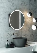 Continent Зеркало шкаф с подсветкой Torneo Black 80х80 см, сенсорный включатель, черное