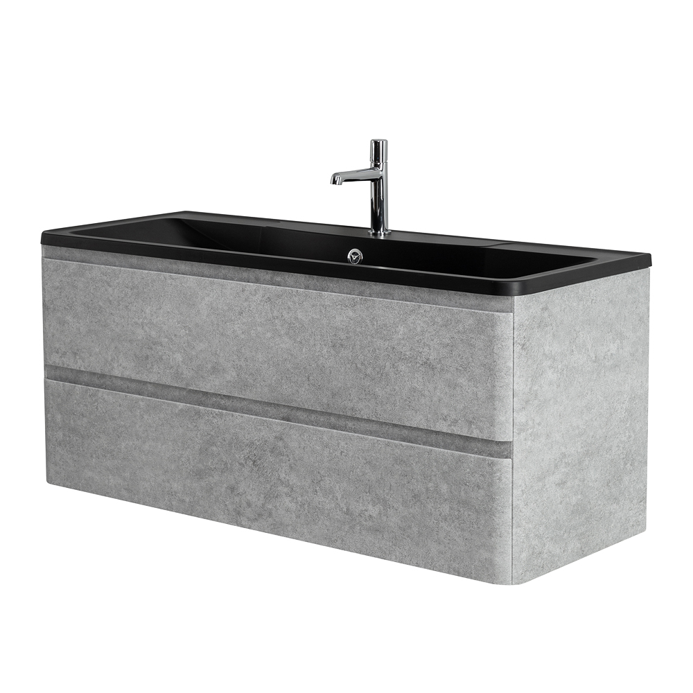Приобрести belbagno тумба с раковиной albano 120 см, подвесная cemento verona grigio, чёрная раковина