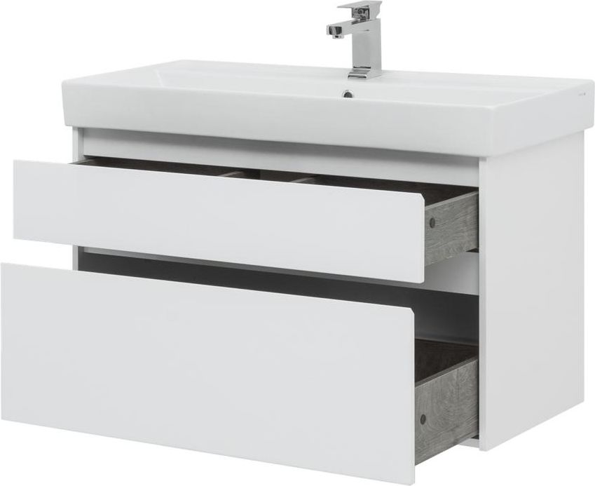 Приобрести aquanet тумба с раковиной nova lite 100 см, (slim synergy) белая, 2 ящика