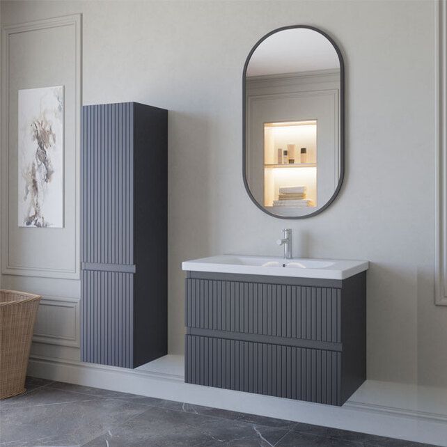 Приобрести caprigo тумба с раковиной forte stripe 80 см, графит