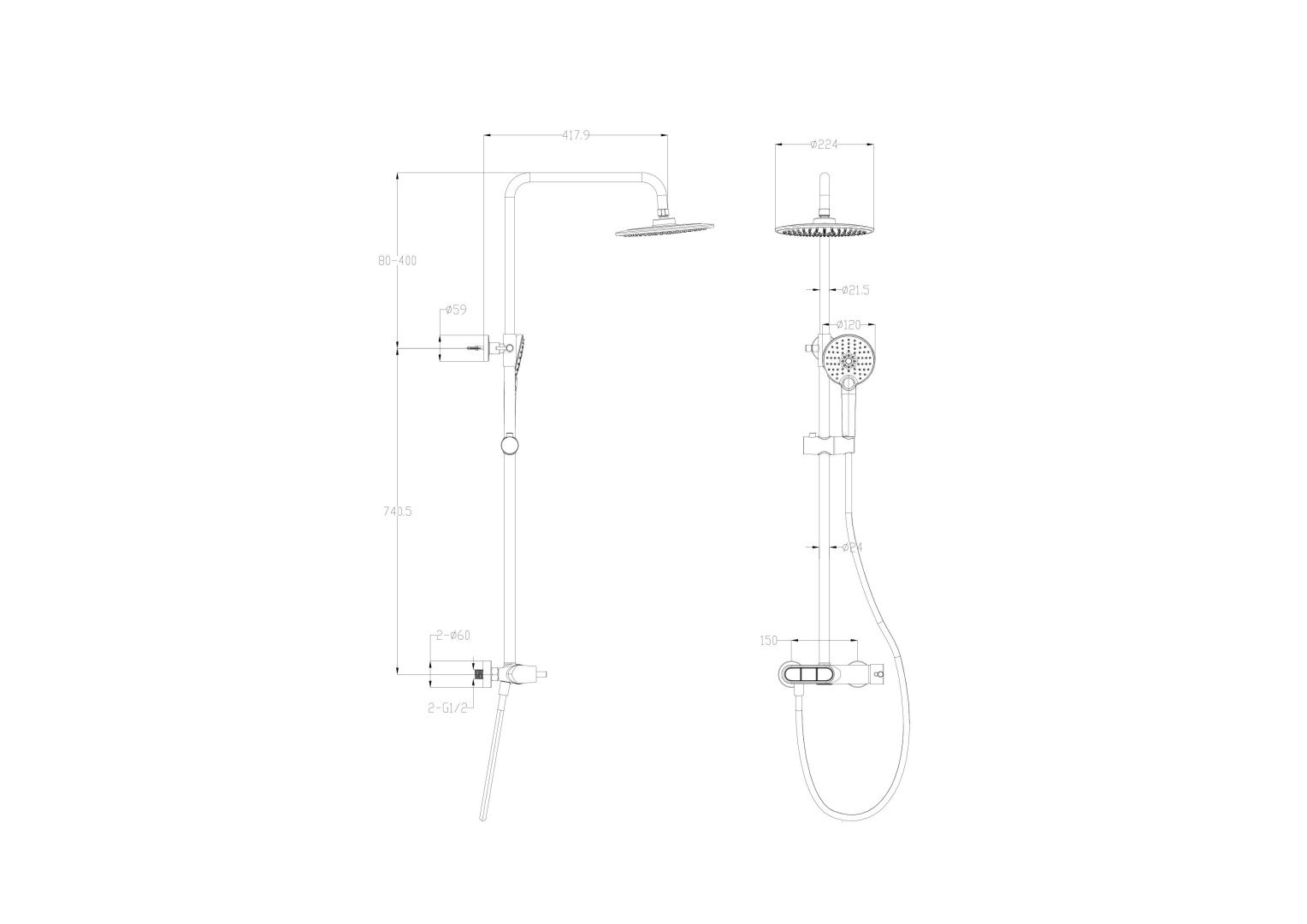 Приобрести душевая система wonzon & woghand muse corno, темный графит (ww-a30653-bgg)