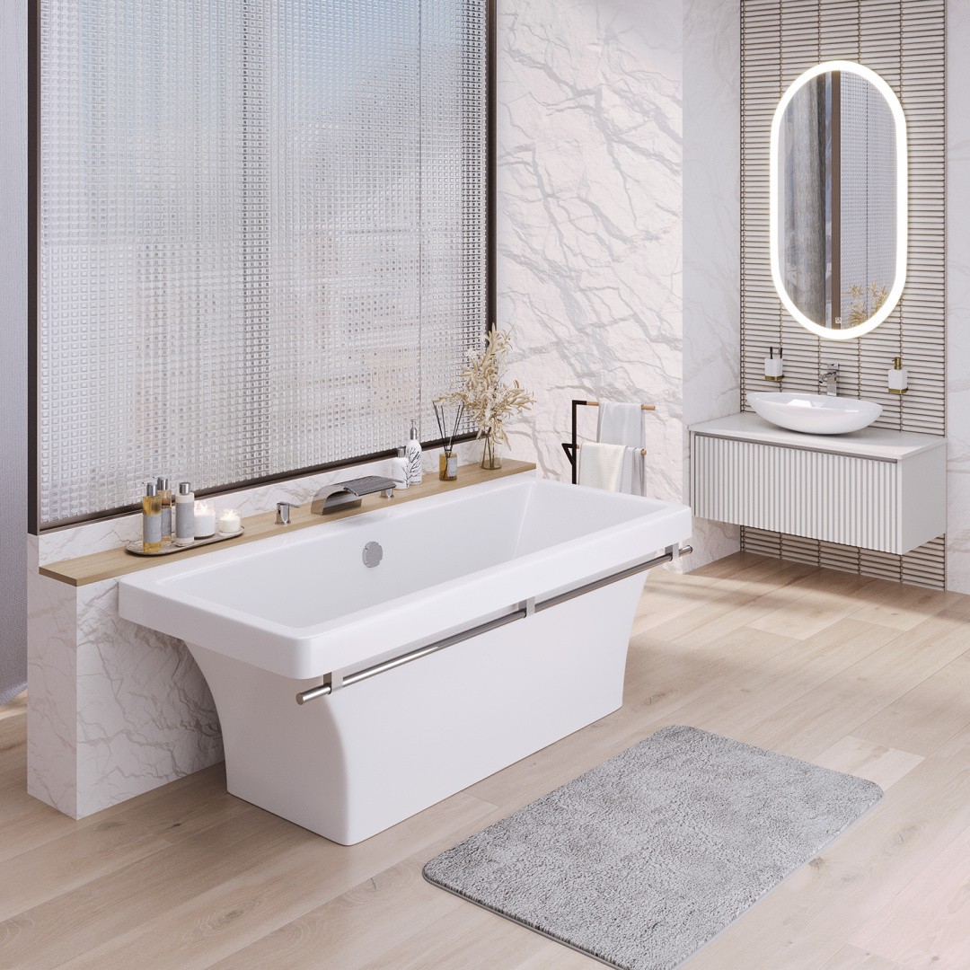 Приобрести aqua de marco отдельностоящая ванна crete 178x79см, белая\хром 1180wckri
