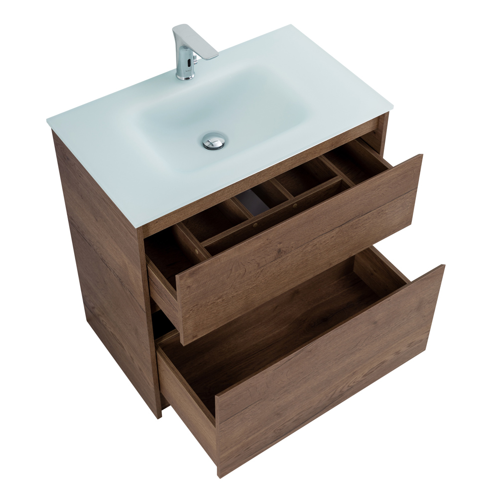 Приобрести belbagno тумба с раковиной kraft 80 см, напольнаяная rovere tabacco, стеклянная матовая раковина