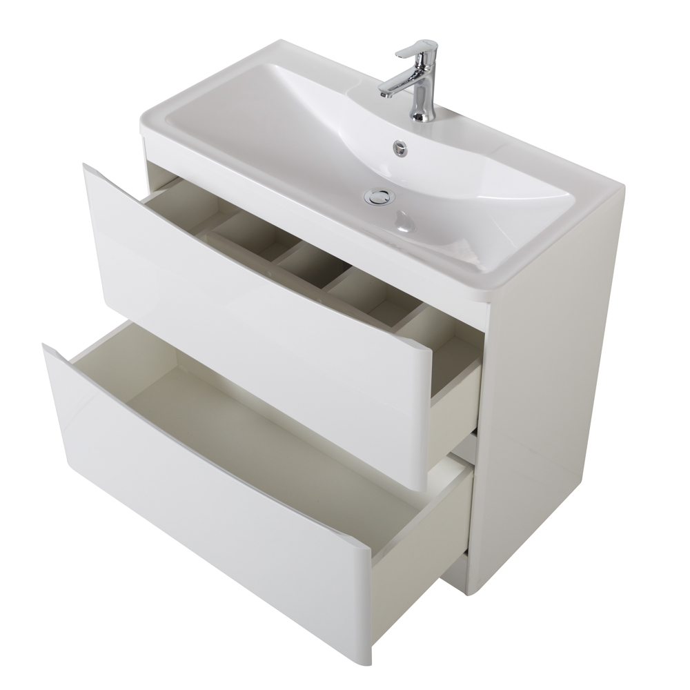 Приобрести belbagno тумба с раковиной acqua 80 см, напольная bianco lucido, белая раковина