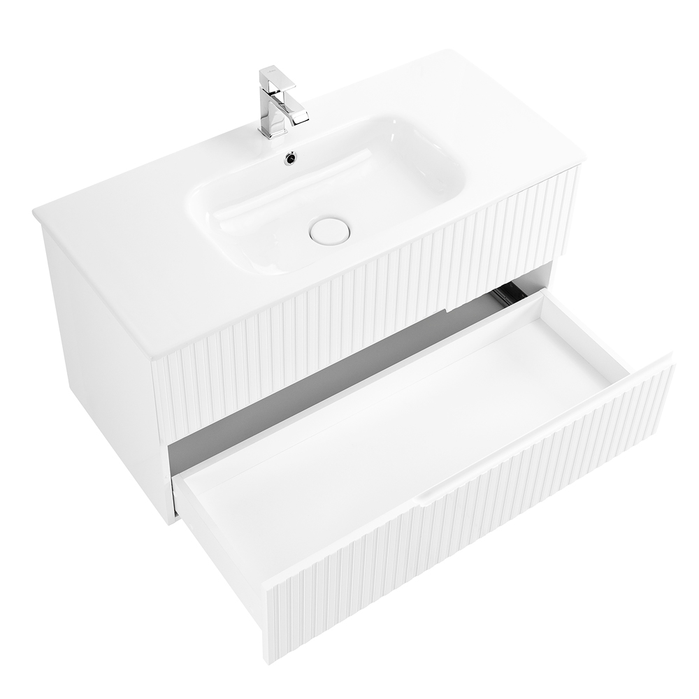 Приобрести cezares тумба подвесная с раковиной duet 100 см bianco opaco, белая матовая duet-1000-2c-so-bo