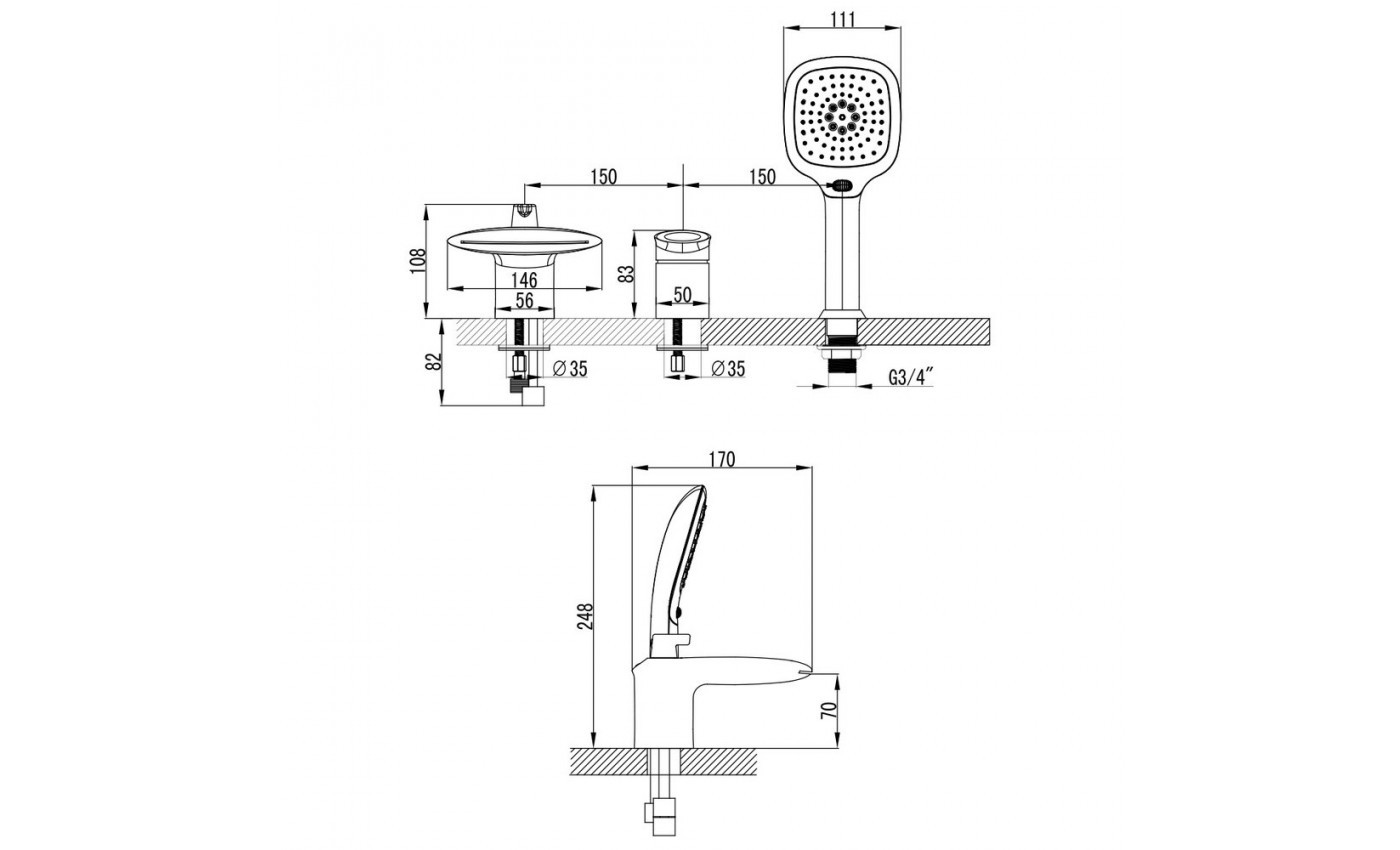 Приобрести lemark смеситель на борт ванны status, 3 отверстия, хром lm4445c