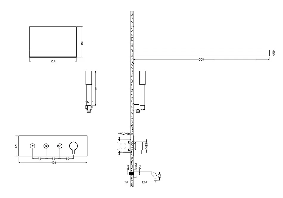 Приобрести boheme душевая система fusion, встраиваемая,белая матовая 130-2-mw