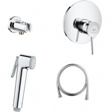 Готовый комплект для гигиенического душа GROHE BauClassic, встраиваемый смеситель, гигиенический душ со шлангом и держателем, хром (124901)