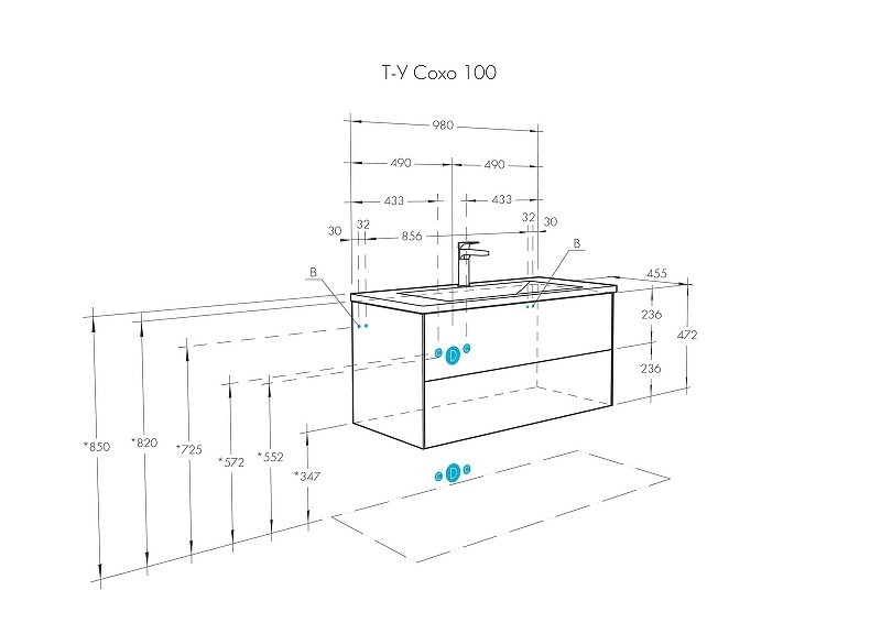 Приобрести тумба подвесная с раковиной акватон сохо 100 см, слэйт \ галька серая
