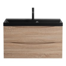 BelBagno Тумба с раковиной MARINO 90 см, подвесная Rovere Bianco, чёрная раковина