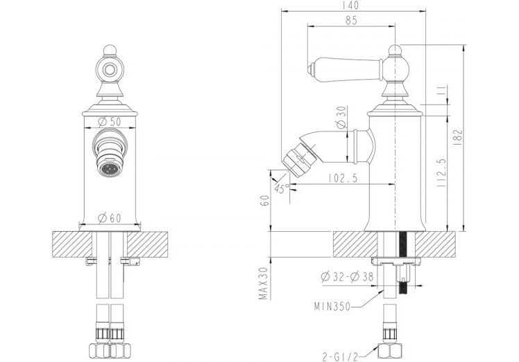 Приобрести смеситель для биде bravat art f375109u, бронза