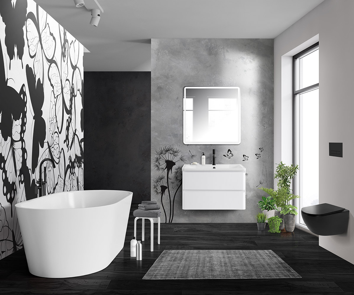 Приобрести belbagno тумба с раковиной albano 90 см, подвесная bianco lucido, белая раковина