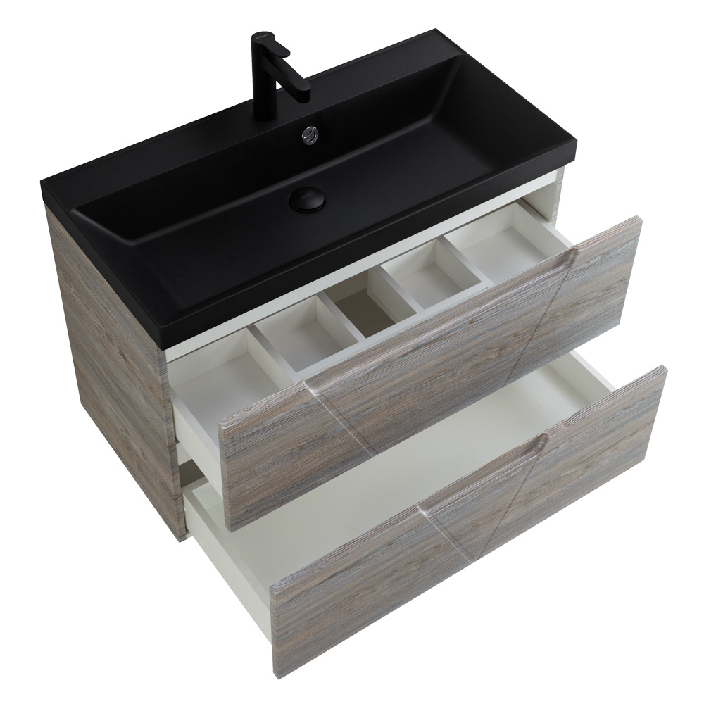 Приобрести belbagno тумба с раковиной vittoria 100 см, подвесная pino, чёрная раковина