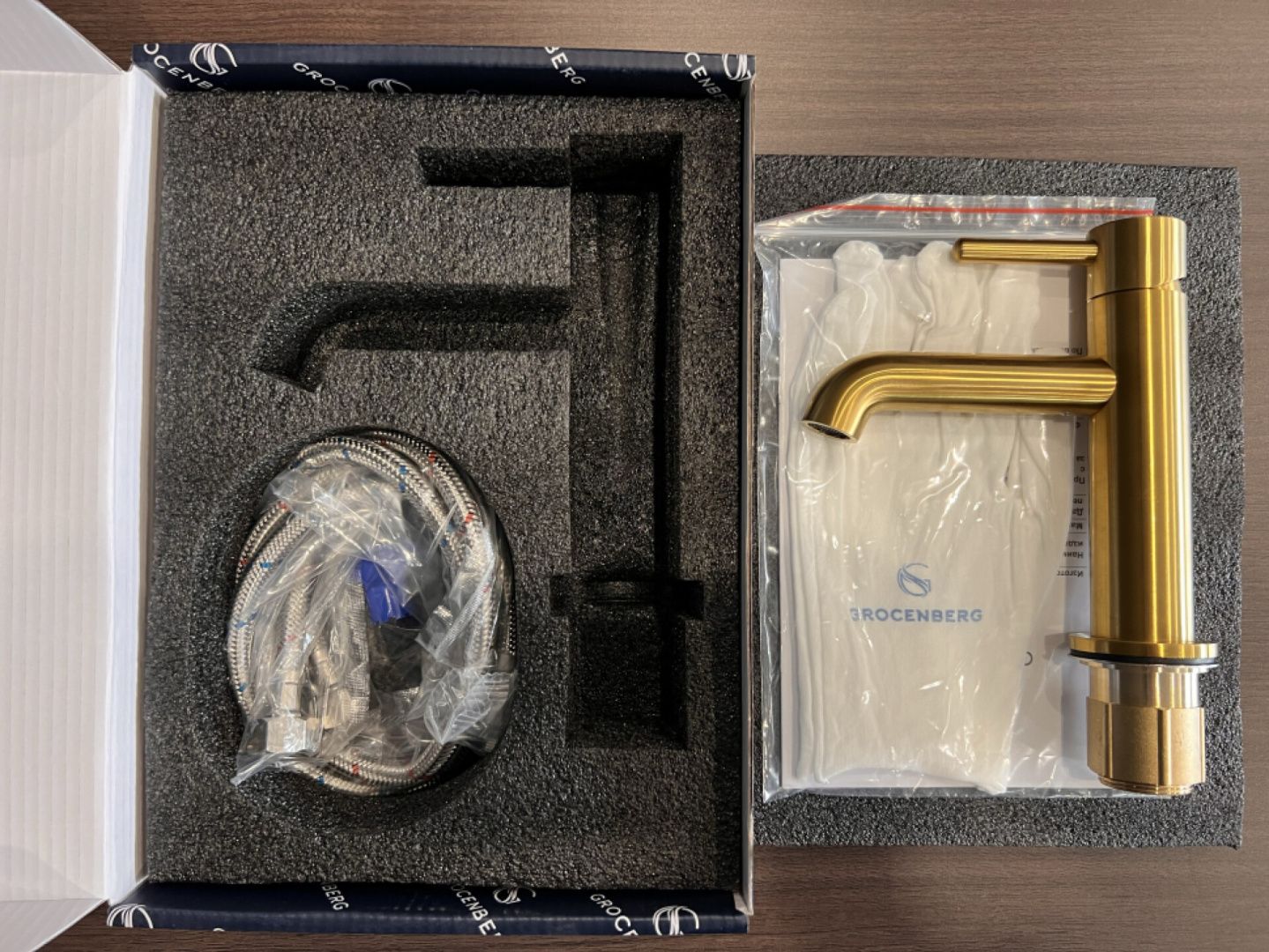 Приобрести grocenberg смеситель для раковины, брашированное золото gb2099gl