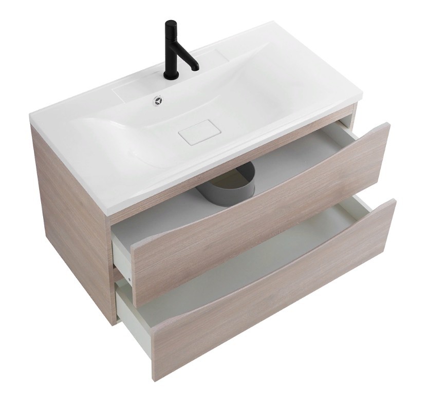 Приобрести тумба подвесная с раковиной belbagno marino-900-2c-so-rg-p 90 см, rovere grigio