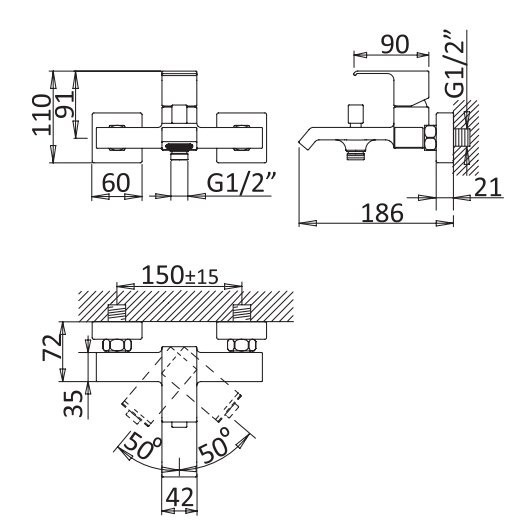 Приобрести cezares смеситель для ванны и душа porta, белый матовый porta-vm-bio