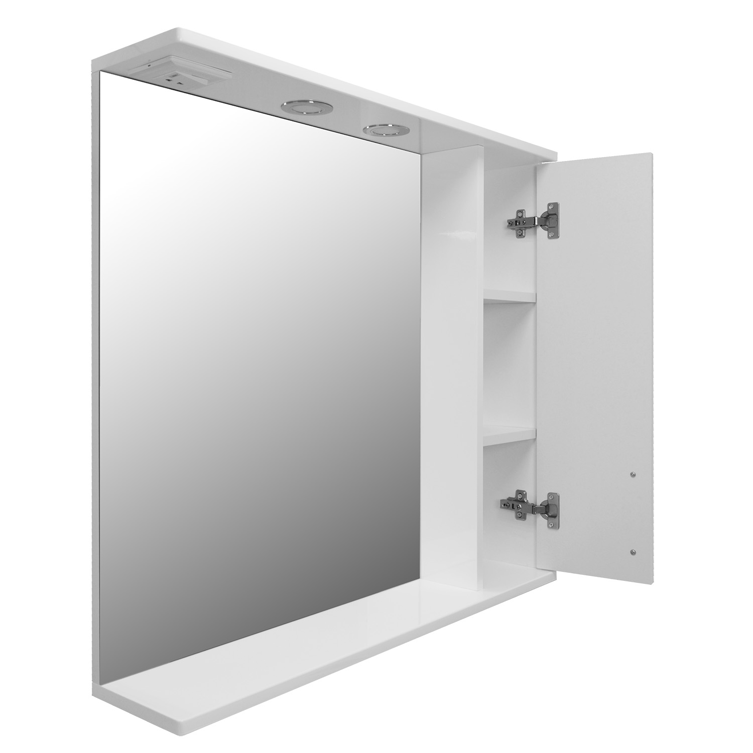 Приобрести loranto зеркало-шкаф karina 80 80х74 см, с подсветкой, правостороннее, белое (cs00086510)