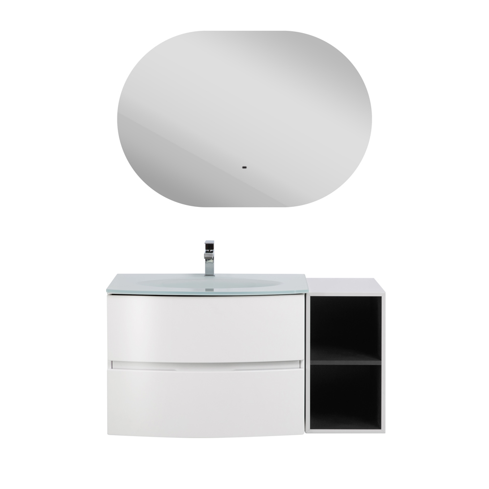 Приобрести cezares тумба подвесная с раковиной elettra 104 см bianco opaco, стекло, белая 55521