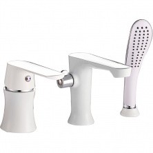 HAIBA Смеситель на борт ванны, 3 -отверстия, белый\хром HB-80804