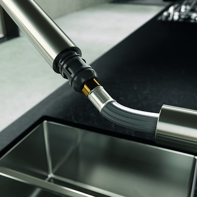 Приобрести kludi смеситель для кухни l steel с выдвижным изливом, 300мм, сталь 45851f877