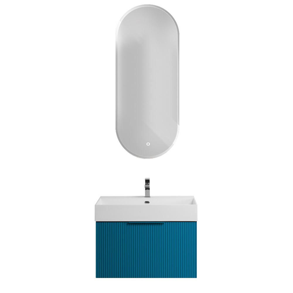 Приобрести cezares тумба подвесная с раковиной premium 70 см plisse blu petrolio, голубая 55438