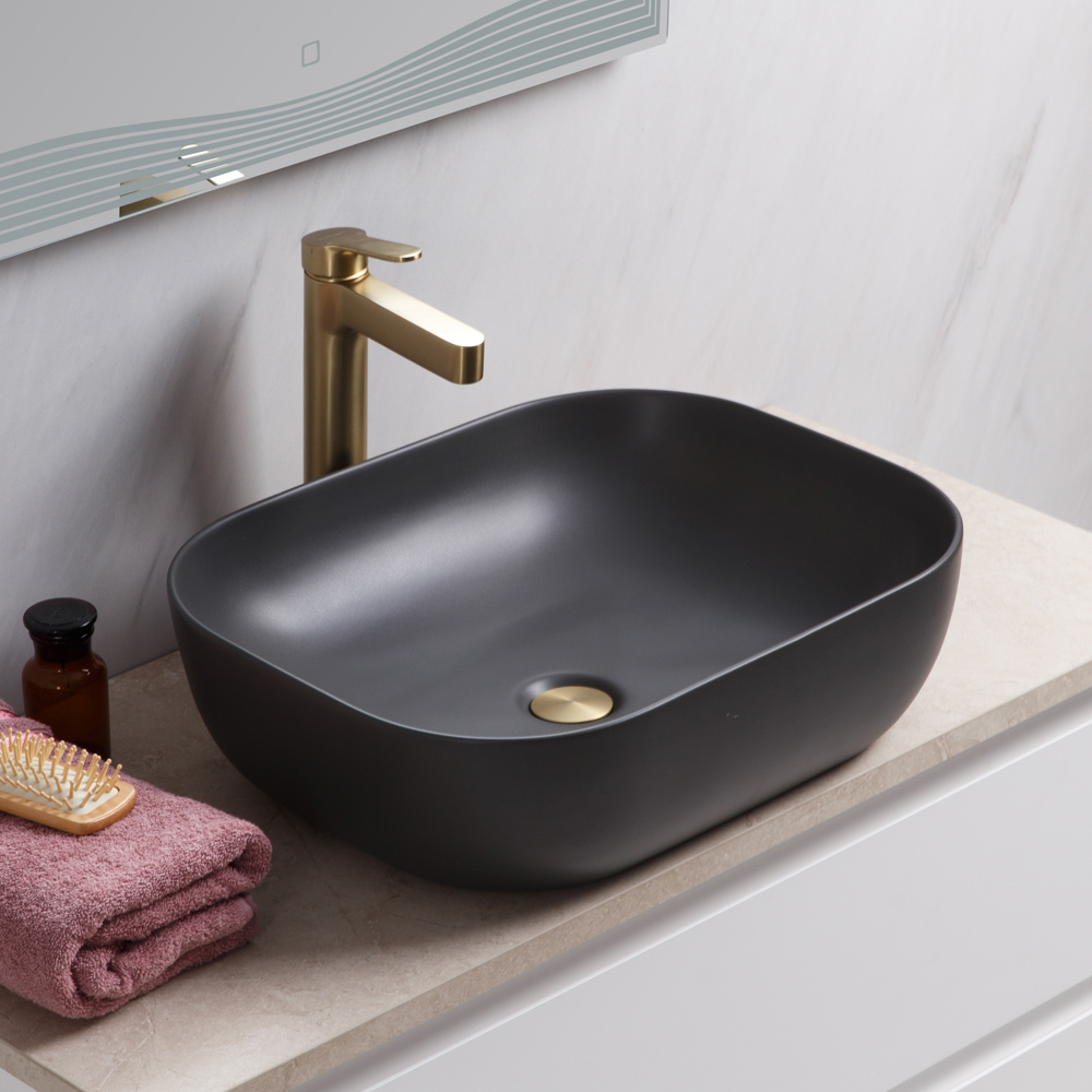 Приобрести belbagno накладная раковина 50х40 см, серая матовая bb1302-h311