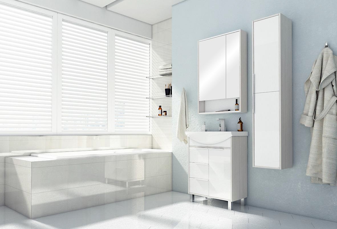 Приобрести тумба под раковину, напольная акватон рико 65 см, белый-ясень фабрик 1a213301rib90 