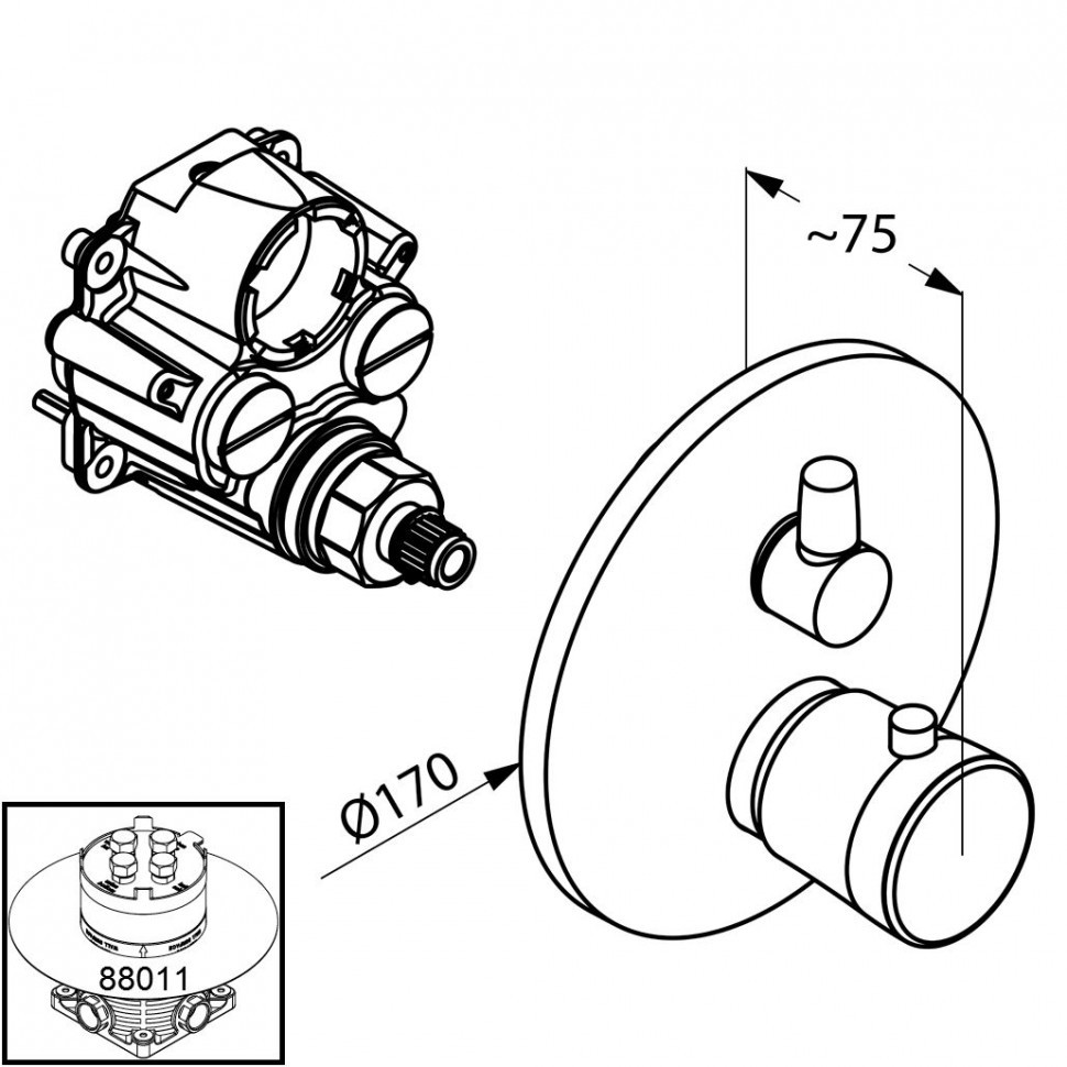 Приобрести kludi balance встраиваемый смеситель для ванны и душа с термостатом, внешняя часть, для 88011