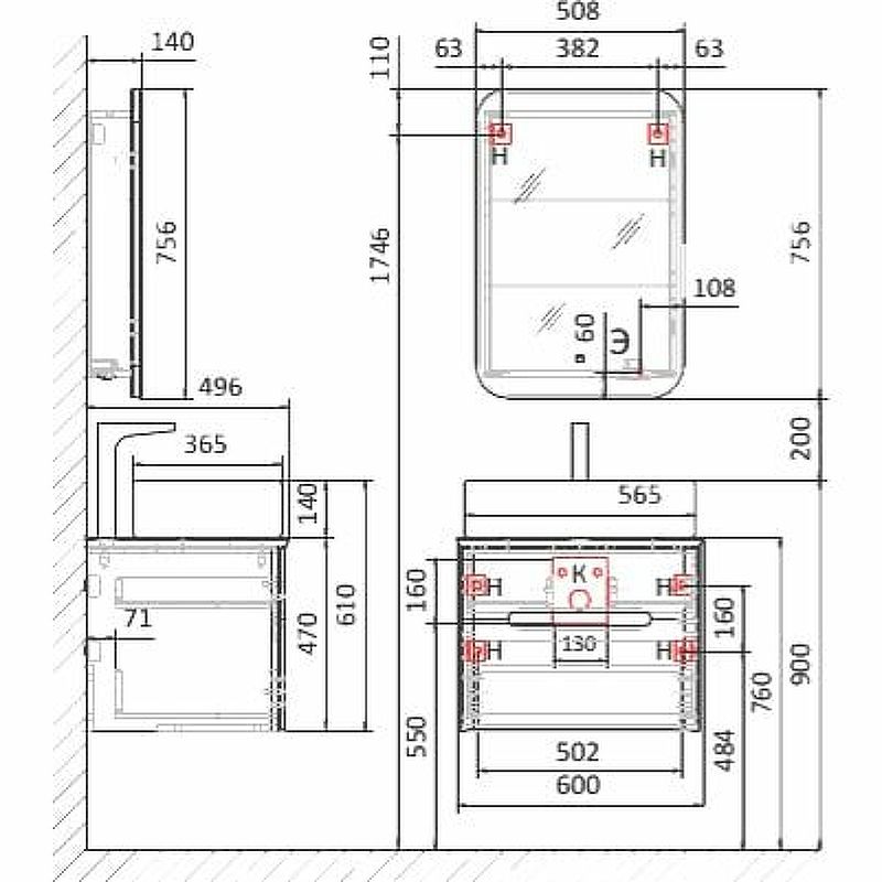 Приобрести jorno зеркало шкаф bosko 50 см, с подсветкой, часы, белое