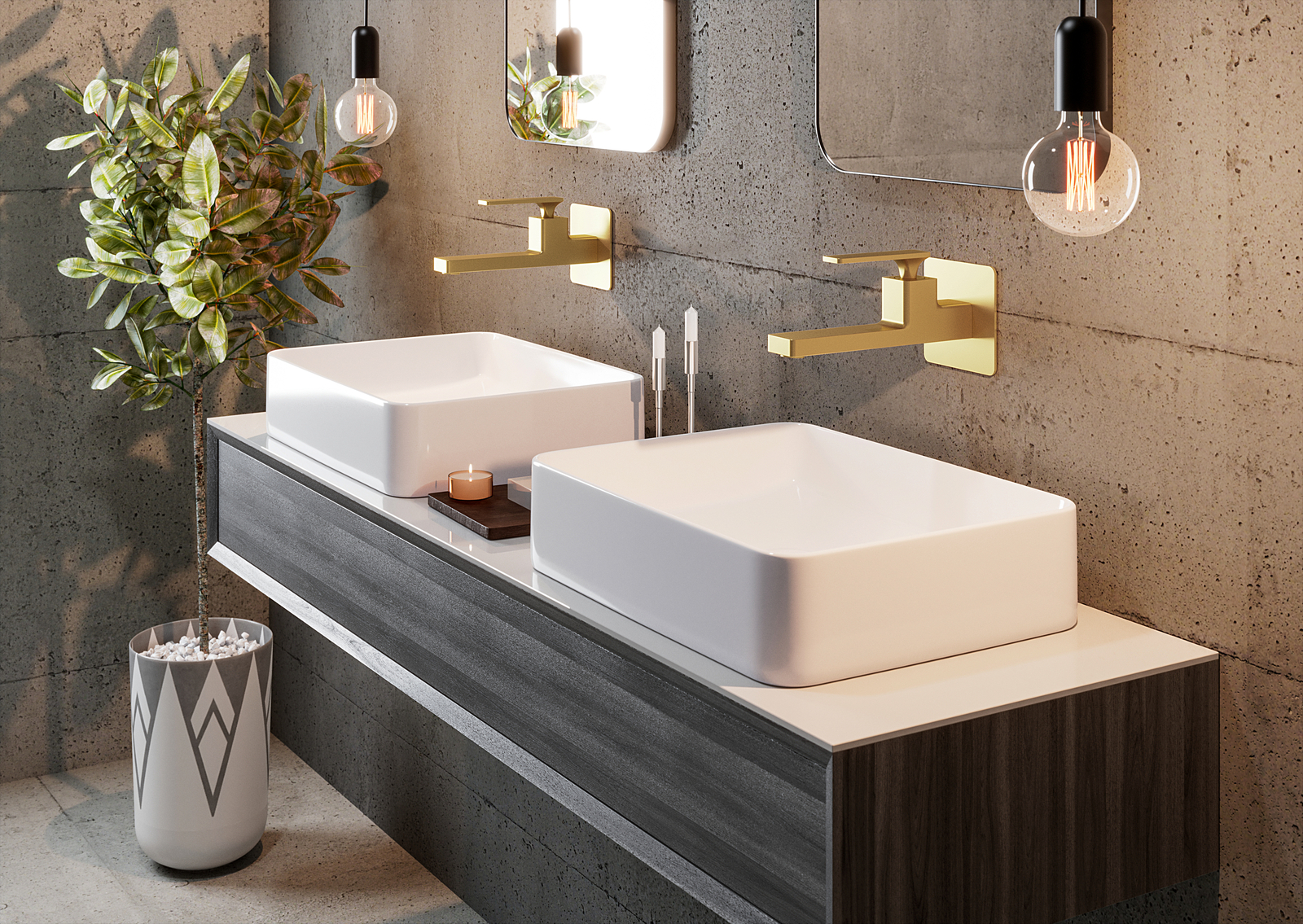 Приобрести смеситель для раковины встроенный timo torne 4372/17sm золото матовое