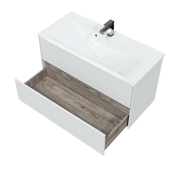 Приобрести mirsant тумба sole ultra , подвесная с раковиной premier 100 см, белый матовый ут000068494