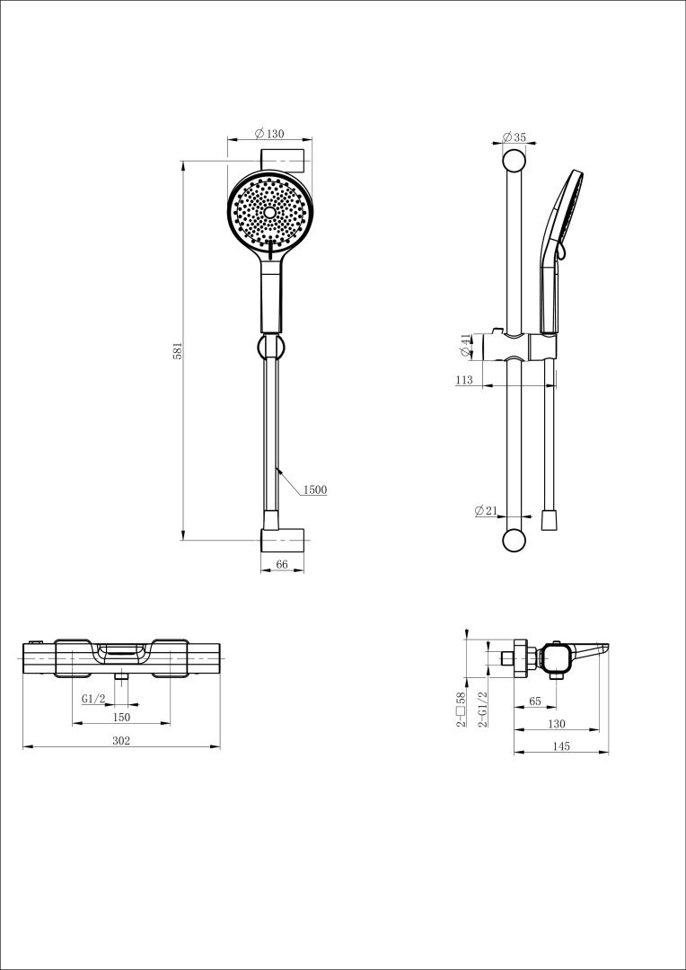 Приобрести смеситель для ванны с душевым гарнитуром и термостатом wonzon & woghand plate, белый матовый (ww-c2017-a-mw)