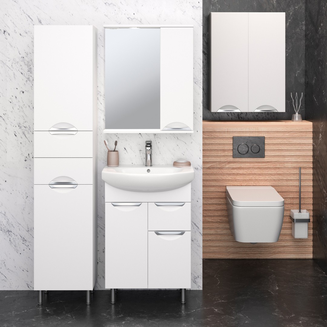 Приобрести aqua de marco зеркало-шкаф eleganse 60 см, правое, белый\хром 1060cele/r