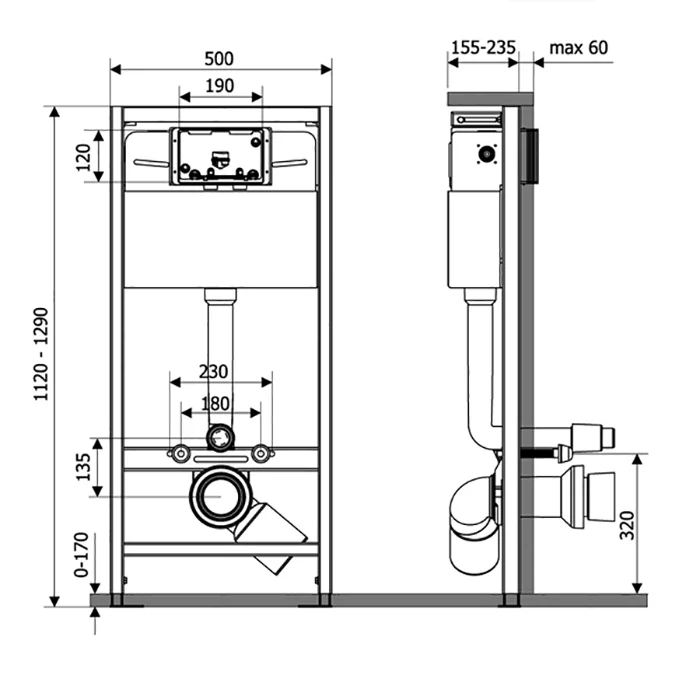 Приобрести veconi инсталляция для унитаза frame 500 50х122 см, vf500