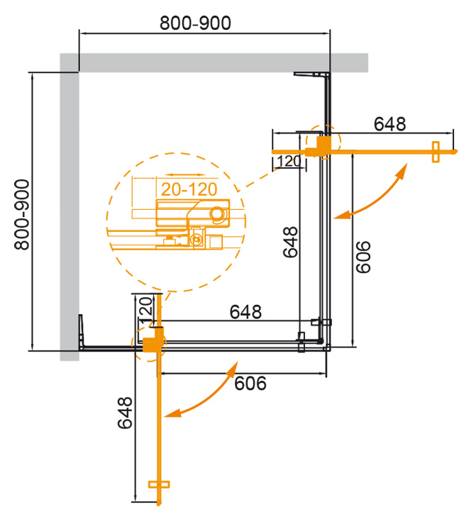 Приобрести cezares душевое ограждение slider 80х80 см, серый\хром slider-a-2-80/90-grigio-cr