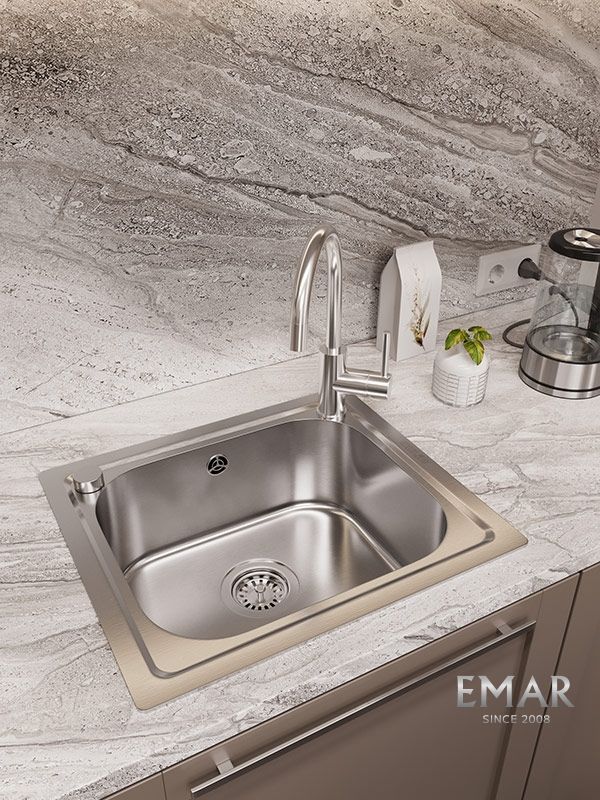 Приобрести oulin кухонная мойка 49х43 см, сатин oulin ol-203