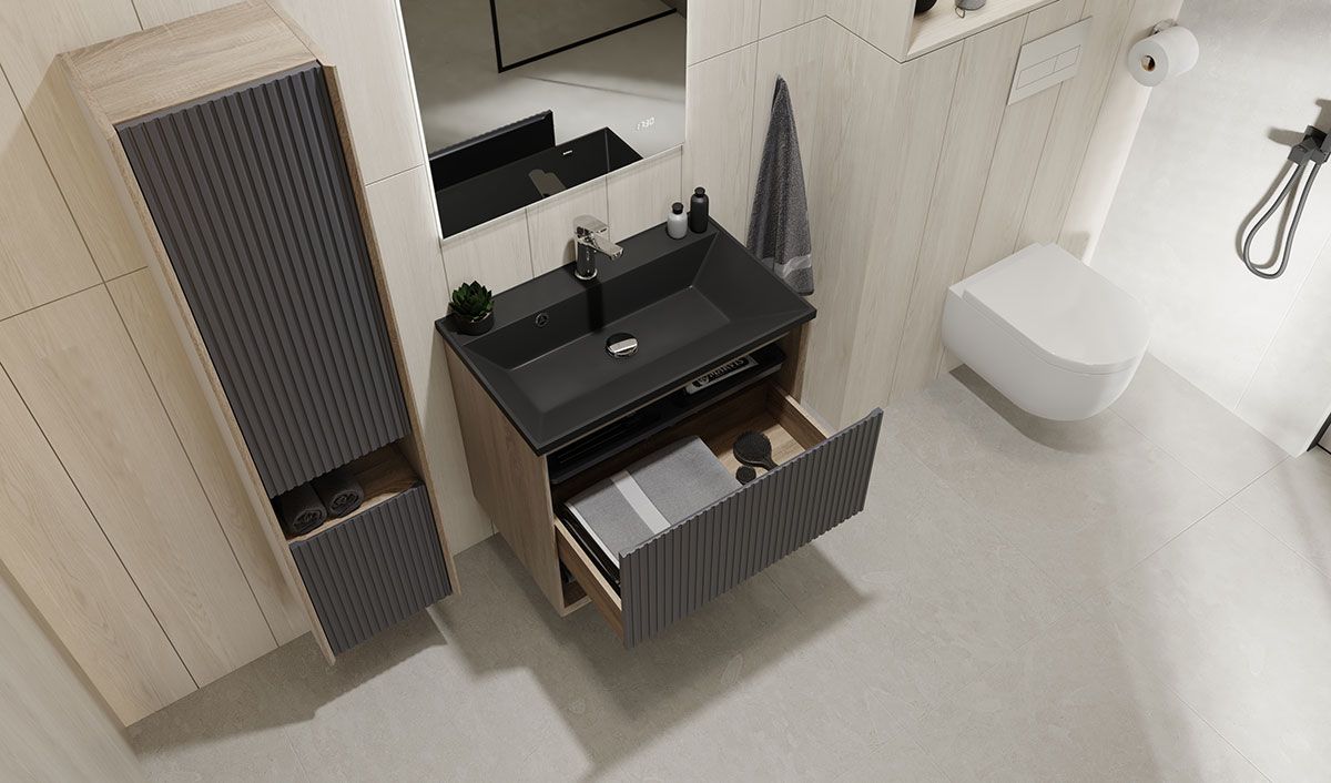 Приобрести jorno тумба подвесная tossony 70 см, антрацит\дуб самдал