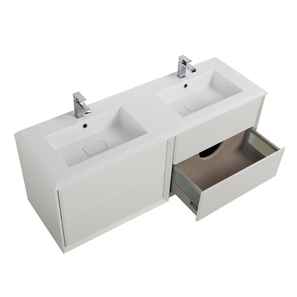 Приобрести cezares тумба подвесная с раковиной на две чаши bellagio 140 см bianco opaco, белая 54714