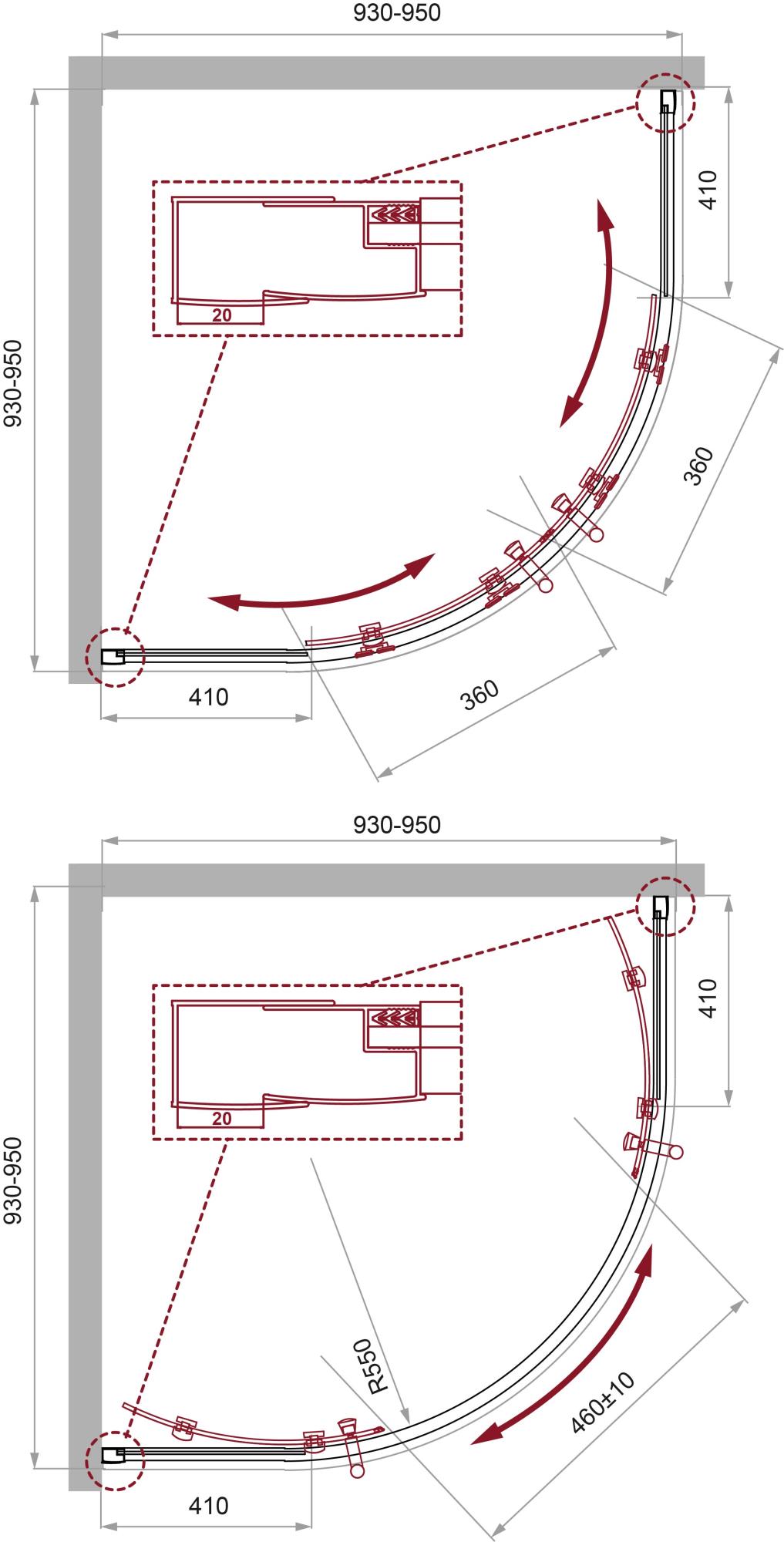 Приобрести belbagno душевое ограждение 95х95 см uno-195-r-2-95-c-cr