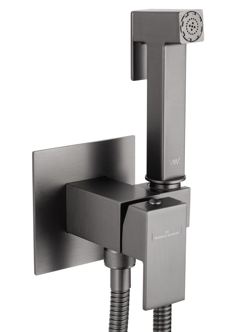 Приобрести смеситель с гигиеническим душем встраиваемый wonzon & woghand, темный графит (ww-88829903-bgm)