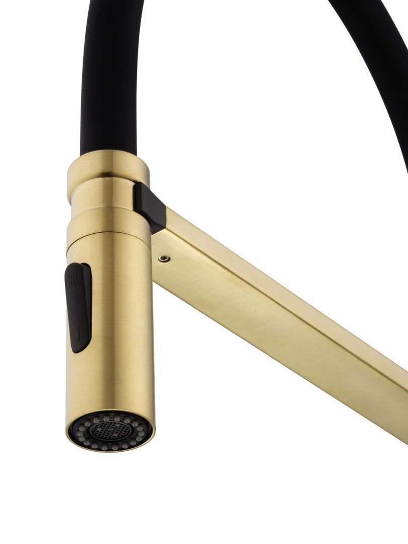 Приобрести смеситель для кухни с гибким изливом wonzon & woghand, брашированное золото (ww-88438003-bg)