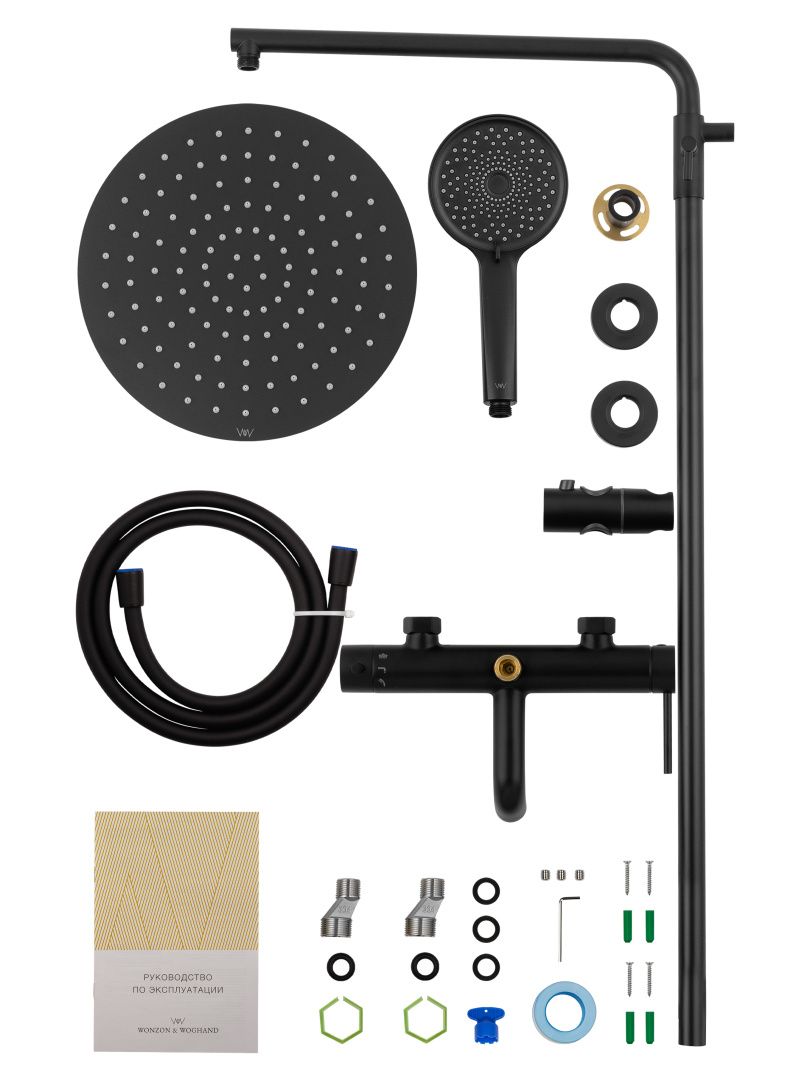 Приобрести душевая система wonzon & woghand stick, черный матовый (ww-88739017-mb)