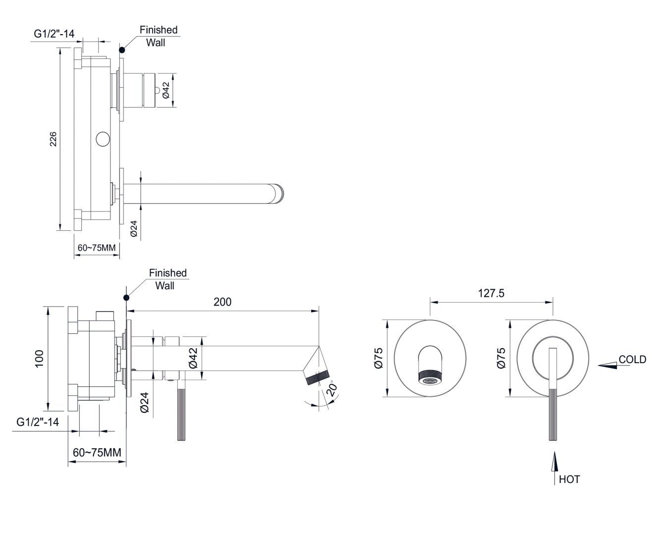 Приобрести hayzburg настенный смеситель для раковины, никель hb-4003bn